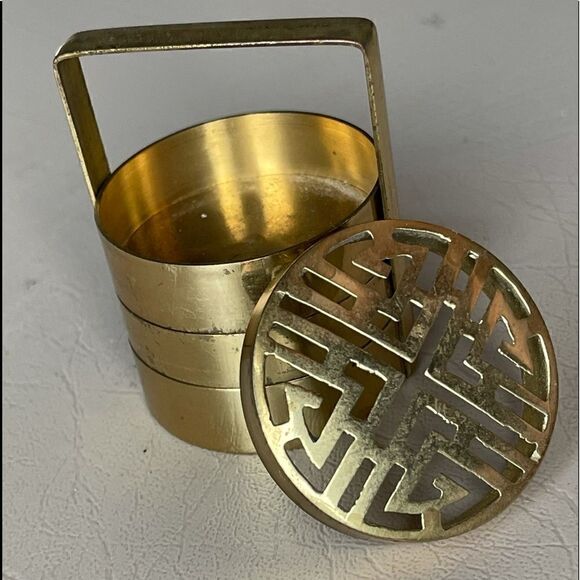 Vintage Brass Incense Burner Tower Ash Stamp Stackable with Handle - Picture 2 of 14